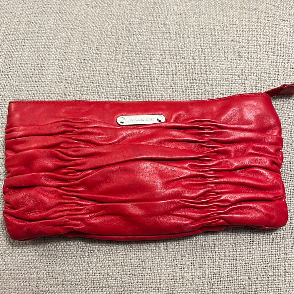 Red leather Michael Kors clutch